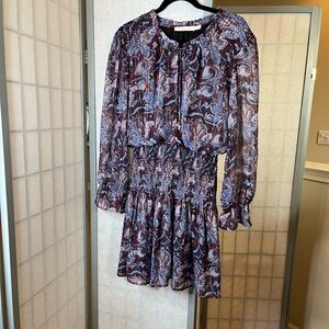 Anthropologie Bishop + Young lined dress with sheer sleeves